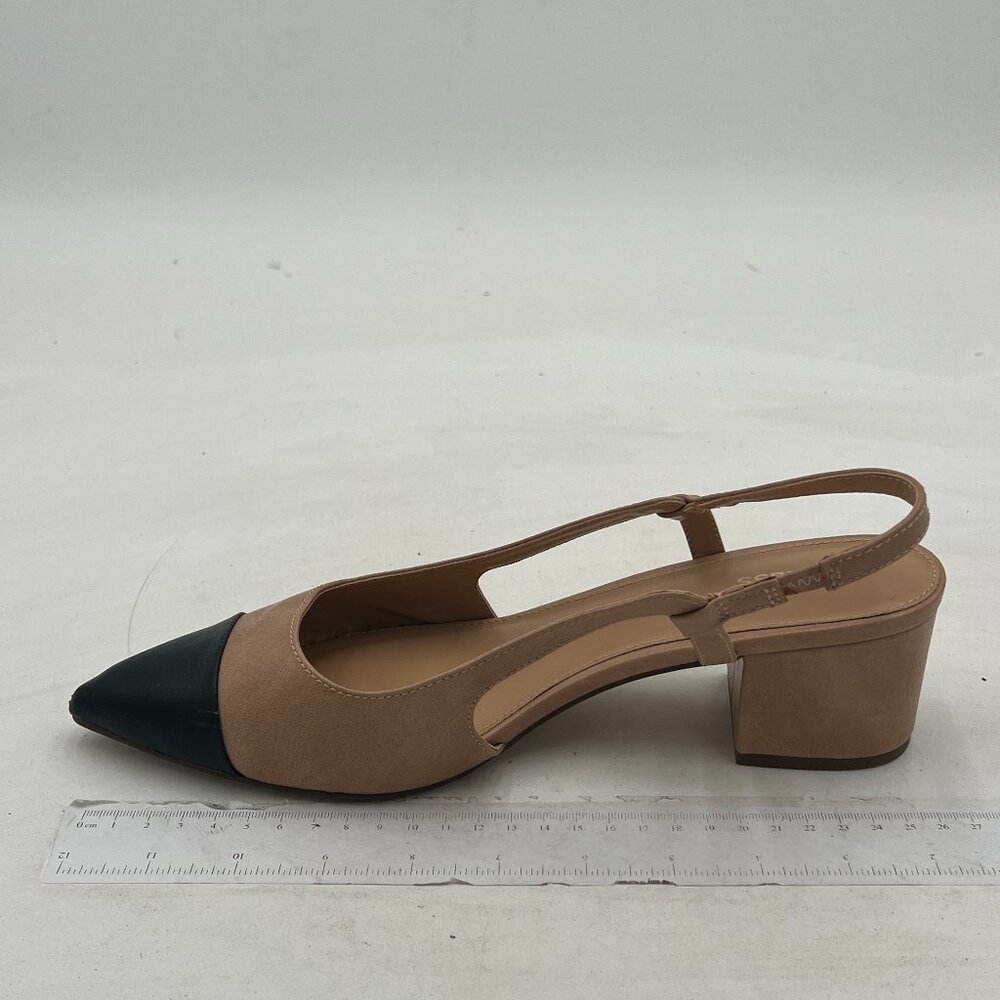 EXPRESS Women's Chunky Slingback Pumps Comfortable Low Block Heels Splicing Squa